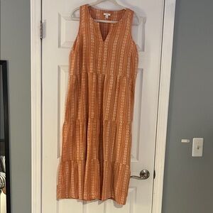 J. Jill Orange Sleeveless Midi Dress